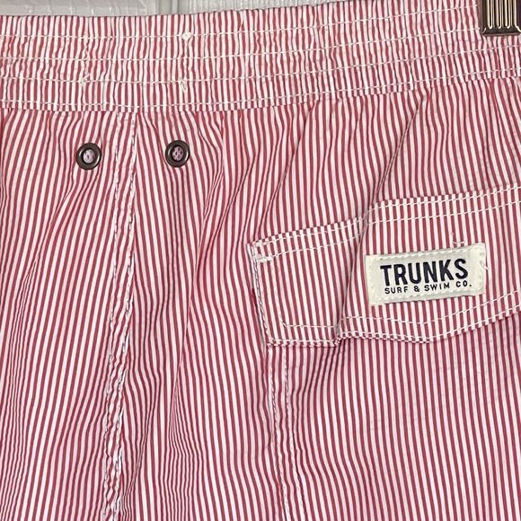 Trunks Surf Swim Co Mens XXL Red White Striped Seersucker Swim Board Shorts - Picture 11 of 16